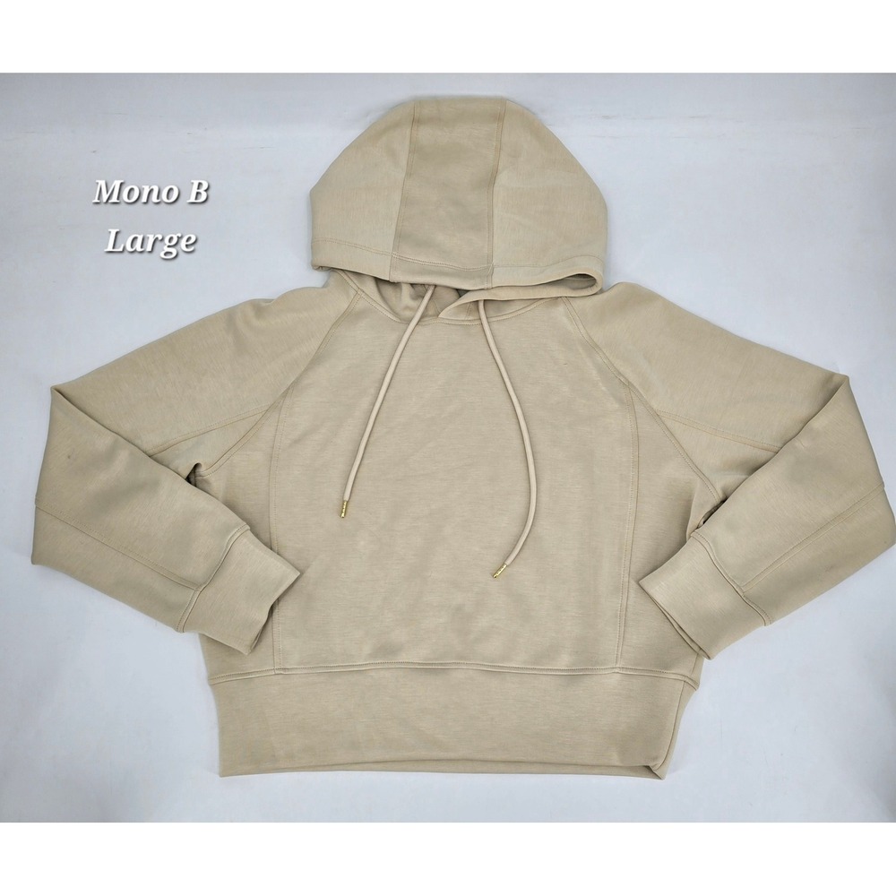 Mono B Women's Large Beige Pullover Hoodie Athleisure Lounge Oversized Autumn
